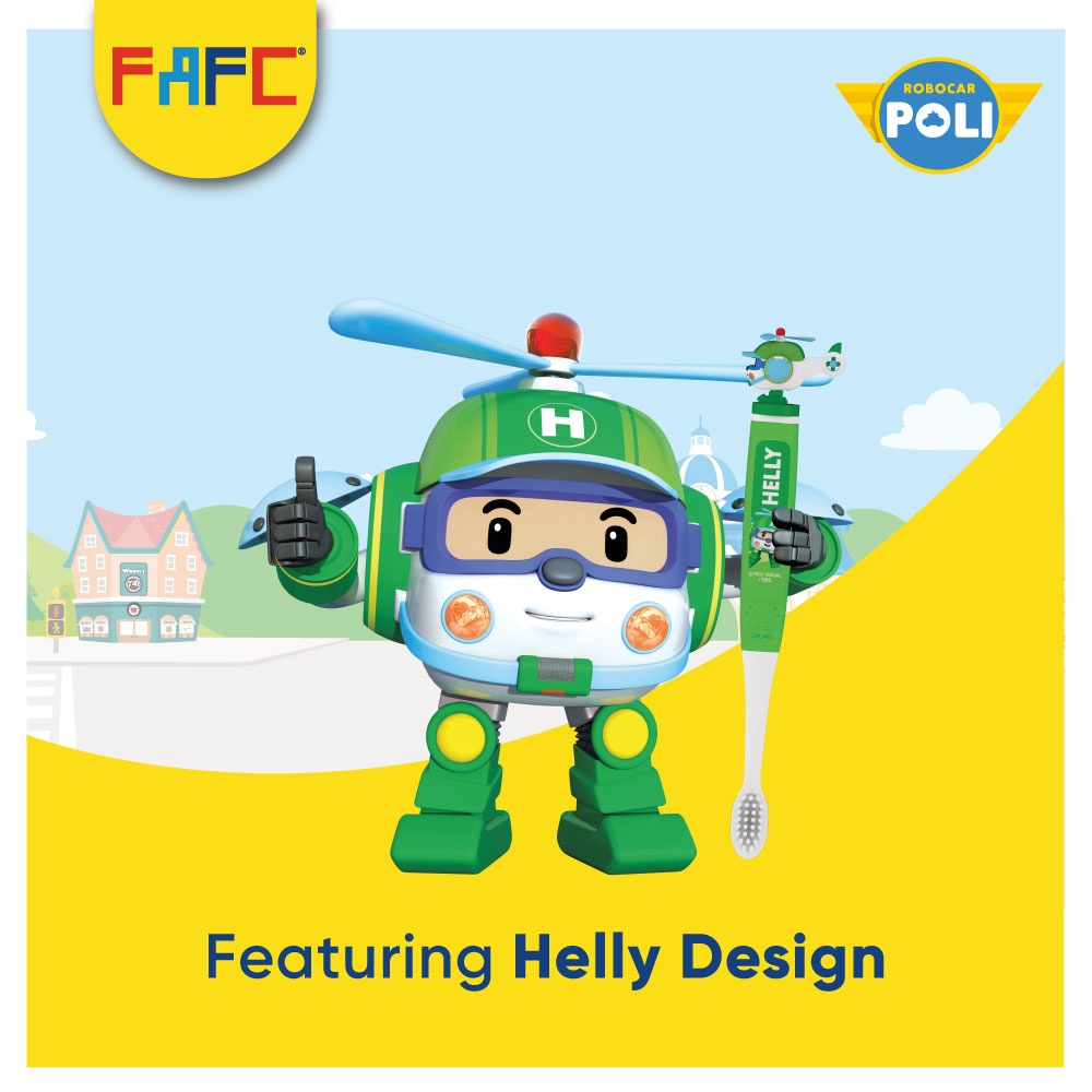 FAFC Robocar Poli Figurine Kids Toothbrush Age 3+ (1 Pc) Extra Soft German Kraiburg TPE