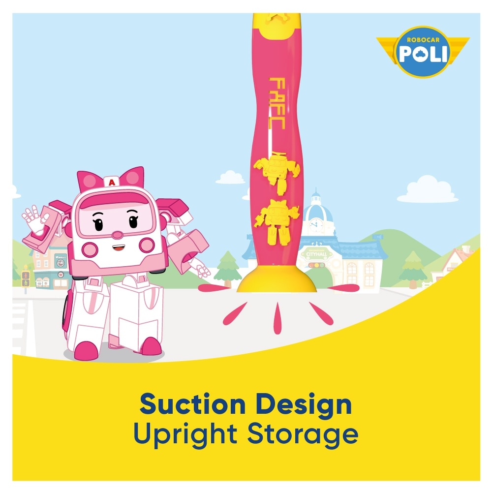 FAFC Robocar Poli Suction Cup Kids Toothbrush (1 Pack)