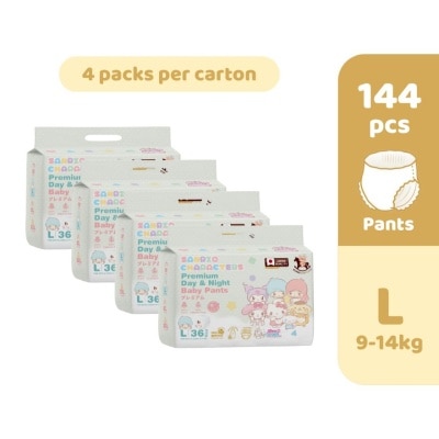ICONIC Sanrio Premium Day & Night Baby Diapers - Pants L 144pcs