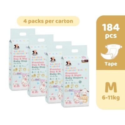 ICONIC Sanrio Premium Day & Night Baby Diapers - Tape M 184pcs