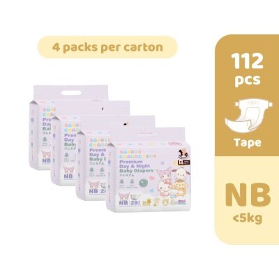 ICONIC Sanrio Premium Day & Night Baby Diapers - Tape NB 112pcs
