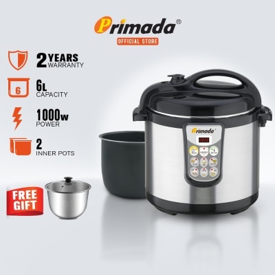 PRIMADA - Pressure Cooker 6 Liter Dual Pot PC6010