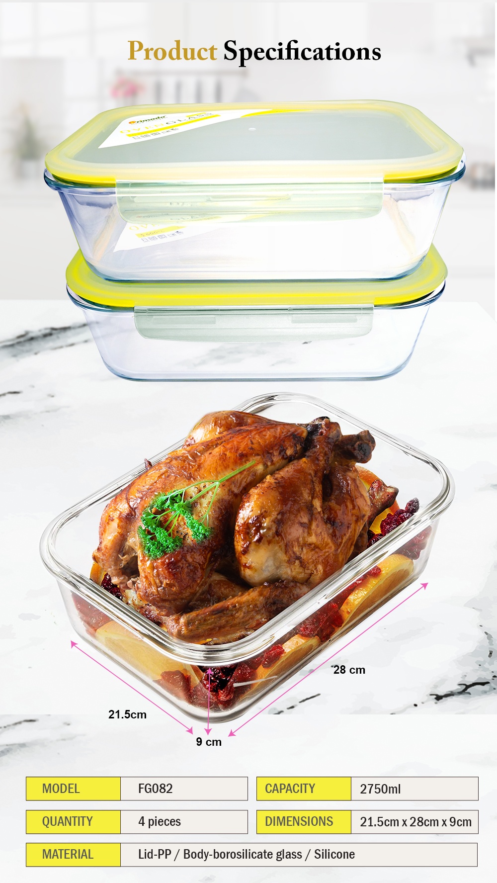 Primada Oven Glass Container FG082