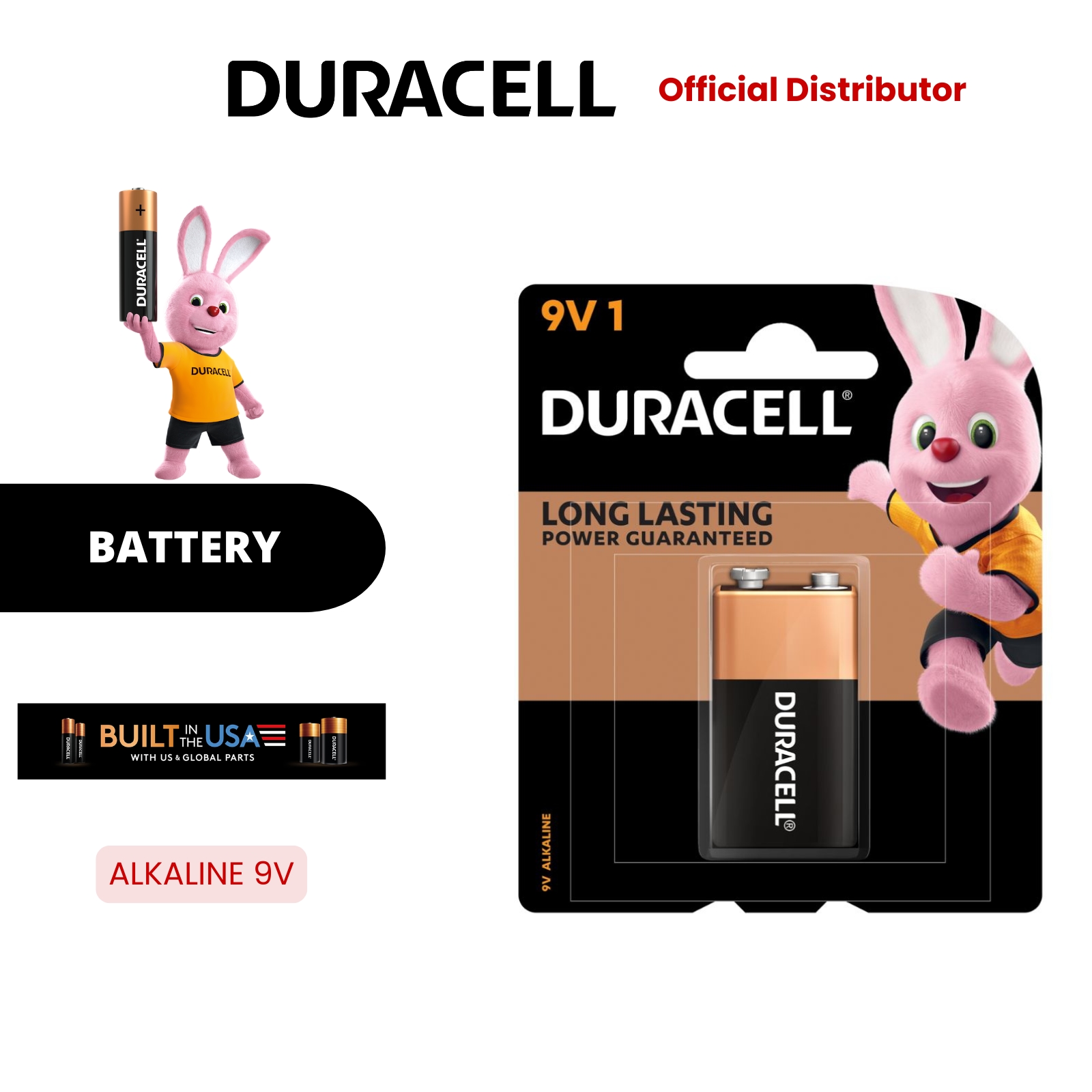 Duracell Alkaline 9V Battery 1pc