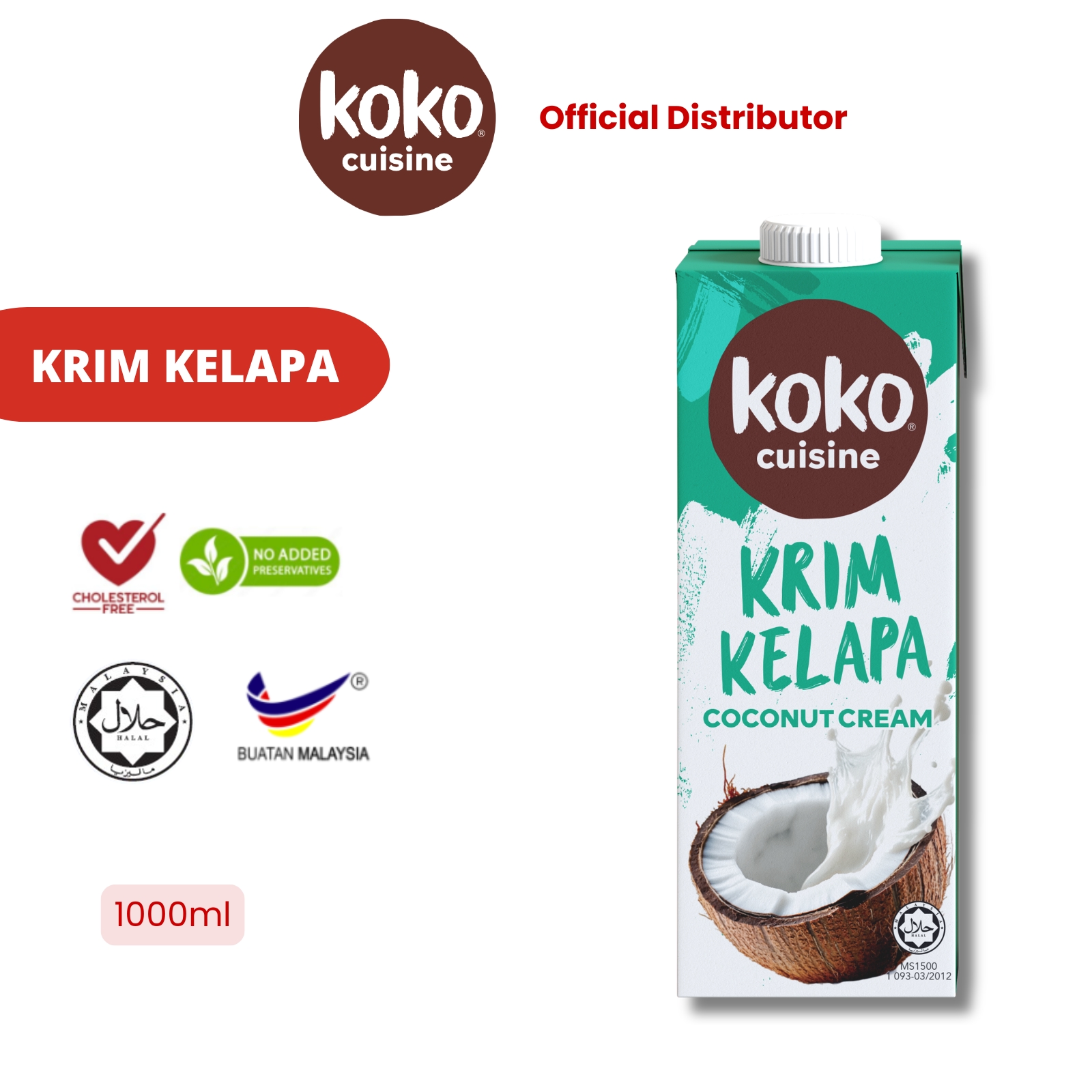 Koko Cuisine Coconut Cream for cooking (1 litre)