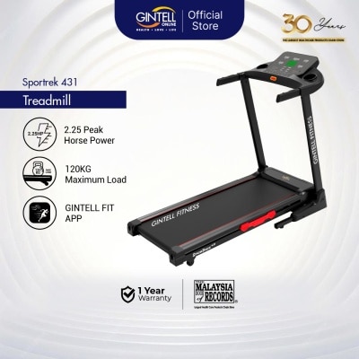 GINTELL - GINTELL Sportrek FT431 Bluetooth Auto Inclination Treadmill (Foldable) - (Black)