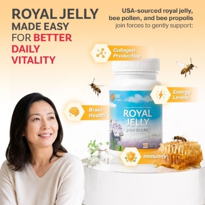 HDI - HDI Origins™ Royal Jelly Plus - Freeze-dried to preserve nutrients - Anti-aging Supports Brain - Awet Muda - 60 Tablets