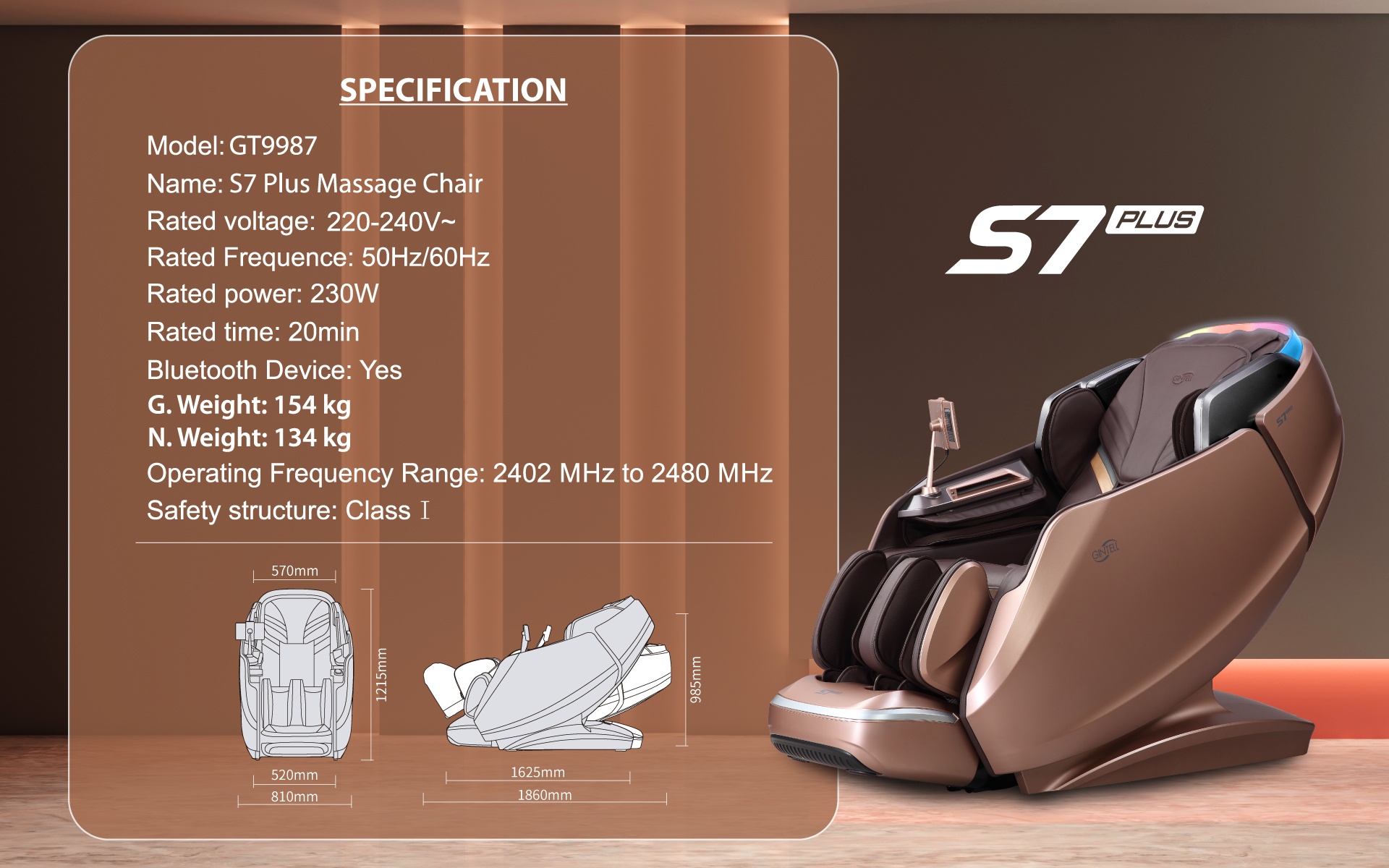 S7 Plus 2nd Gen 8-Hands Wellness Chair GT9987NC