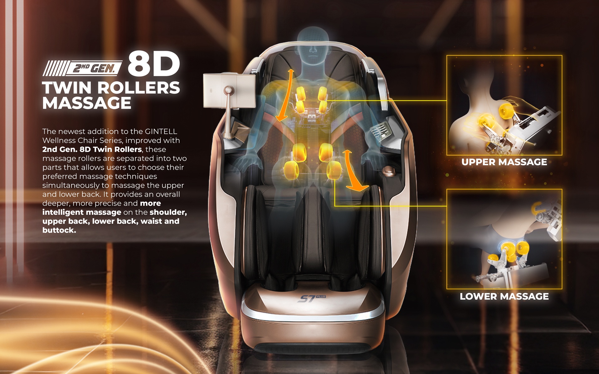 S7 Plus 2nd Gen 8-Hands Wellness Chair GT9987NC