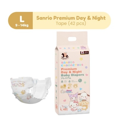 ICONIC Sanrio Premium Day & Night Baby Diapers - Tape L 42pcs
