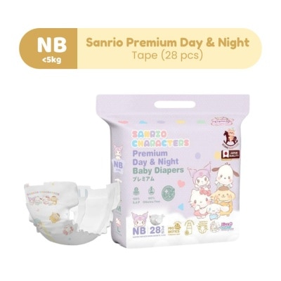 ICONIC Sanrio Premium Day & Night Baby Diapers - Tape NB 28pcs