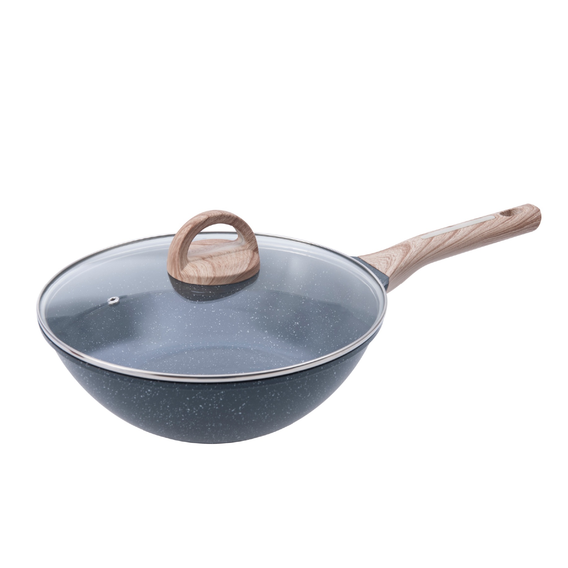 Shogun Granite Plus II Ceragan 28 x 8.5cm Stirfry Wok with Glass Lid (Induction), 4.2L