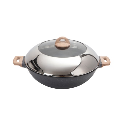 SHOGUN - Shogun Granite Plus II Ceragan 36 x 11cm Wok with Semi Glass Lid  (Induction), 7.8L