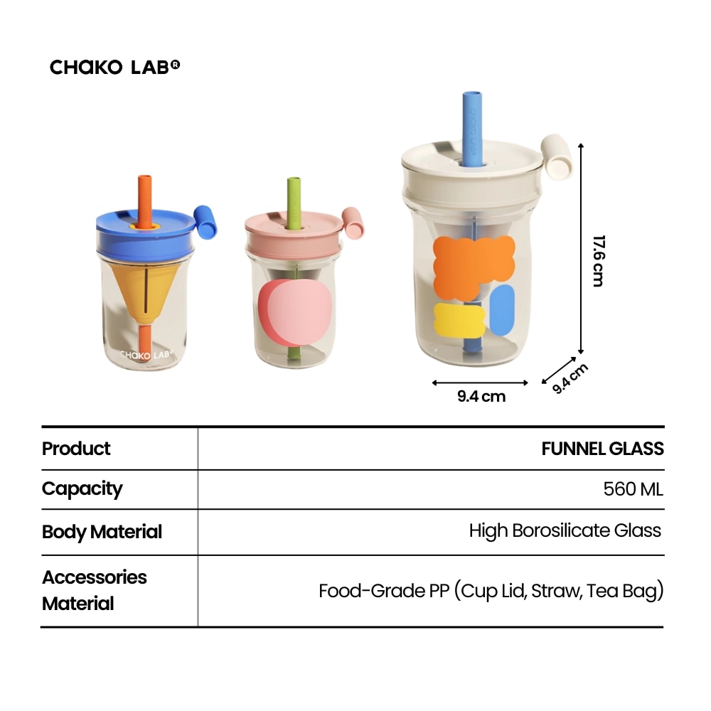 Chako Lab Funnel Glass 560ml  - Pink