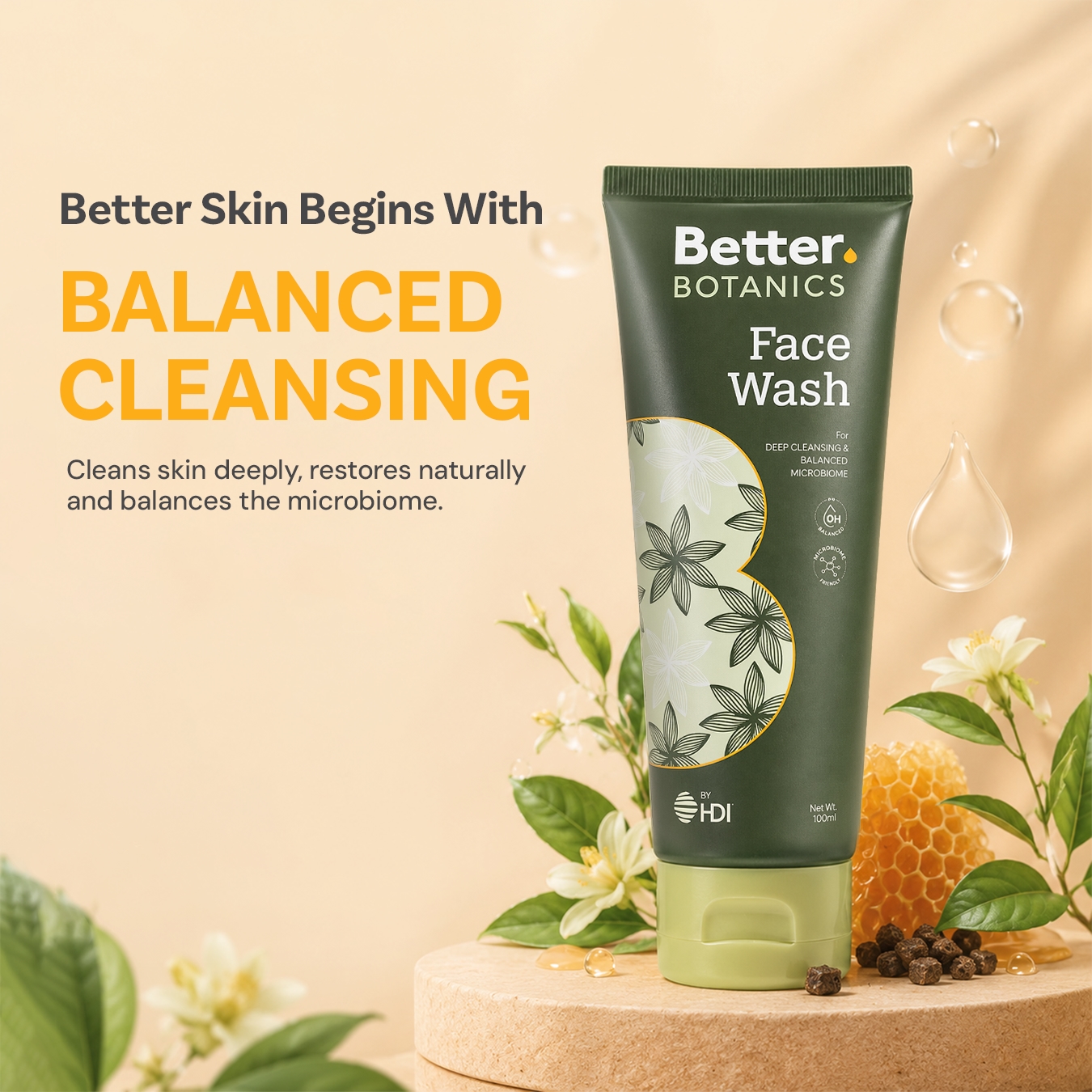 Better Botanics™ Face Wash - Deep Cleansing - Smooth & Nourished Skin - Strengthened Skin Barrier - 100ml