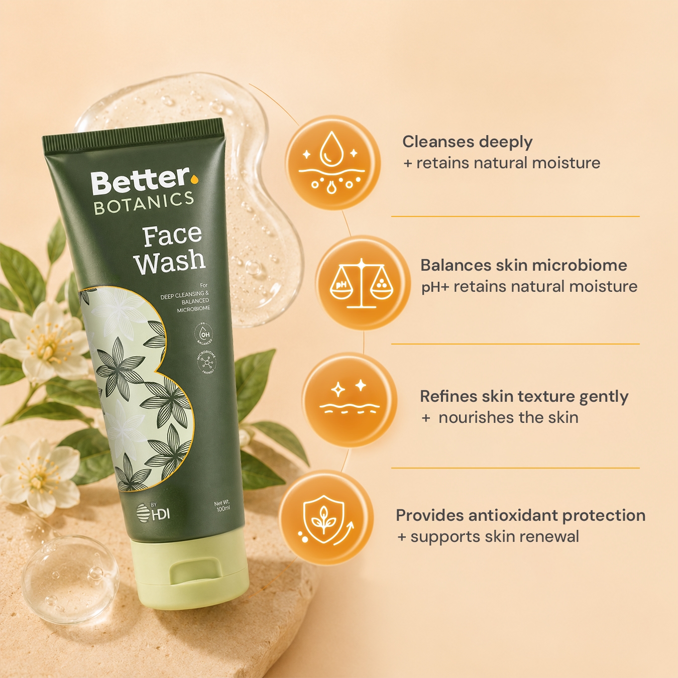 Better Botanics™ Face Wash - Deep Cleansing - Smooth & Nourished Skin - Strengthened Skin Barrier - 100ml