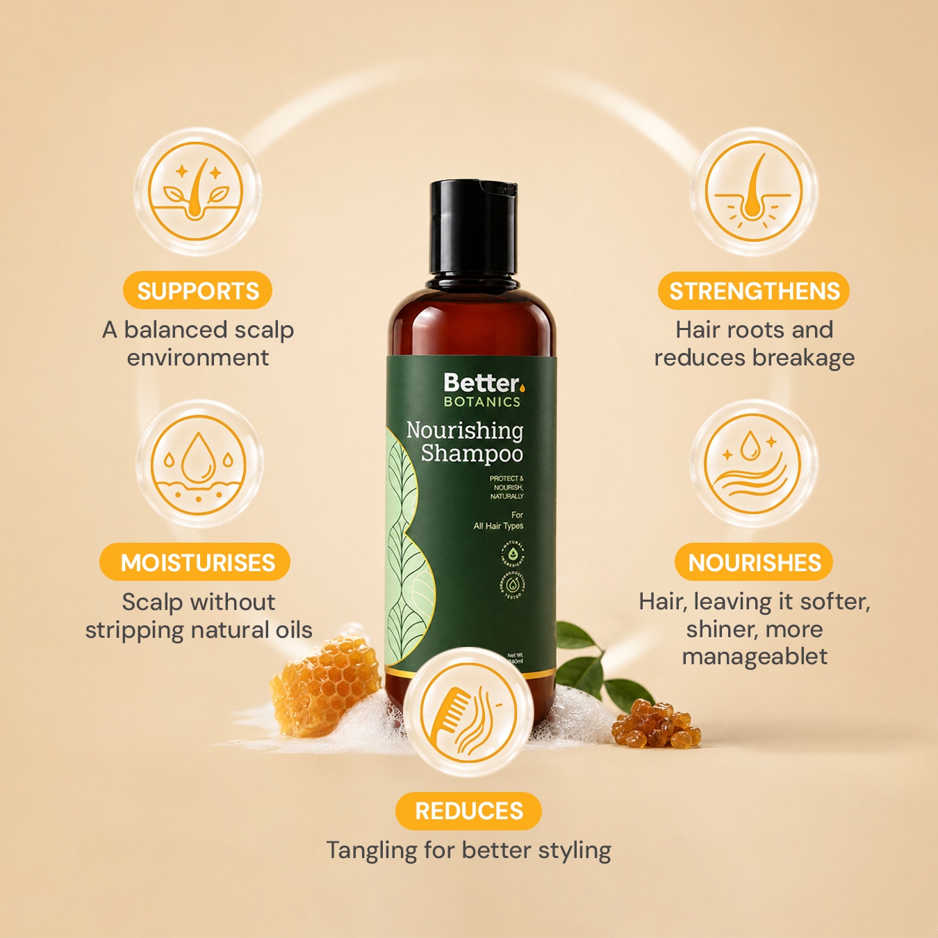 Better Botanics™ Nourishing Shampoo - Targets Scalp Health While Strengthening Hair From the Roots - 240ml