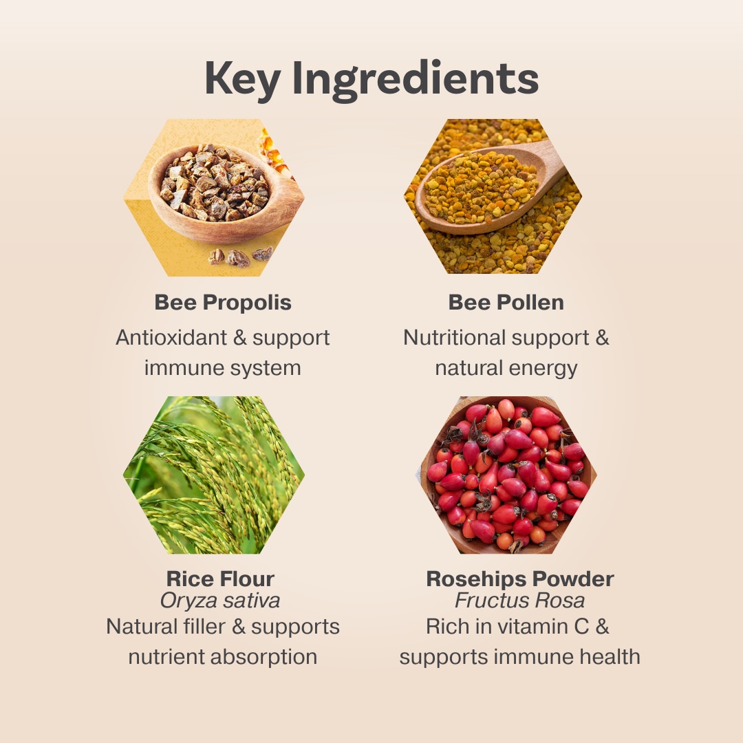 HDI Origins™ Bee Propolis Complex - Supports Immune Health Body Natural Recovery - Imunisasi Daya Tahan Tubuh - 60 Caps