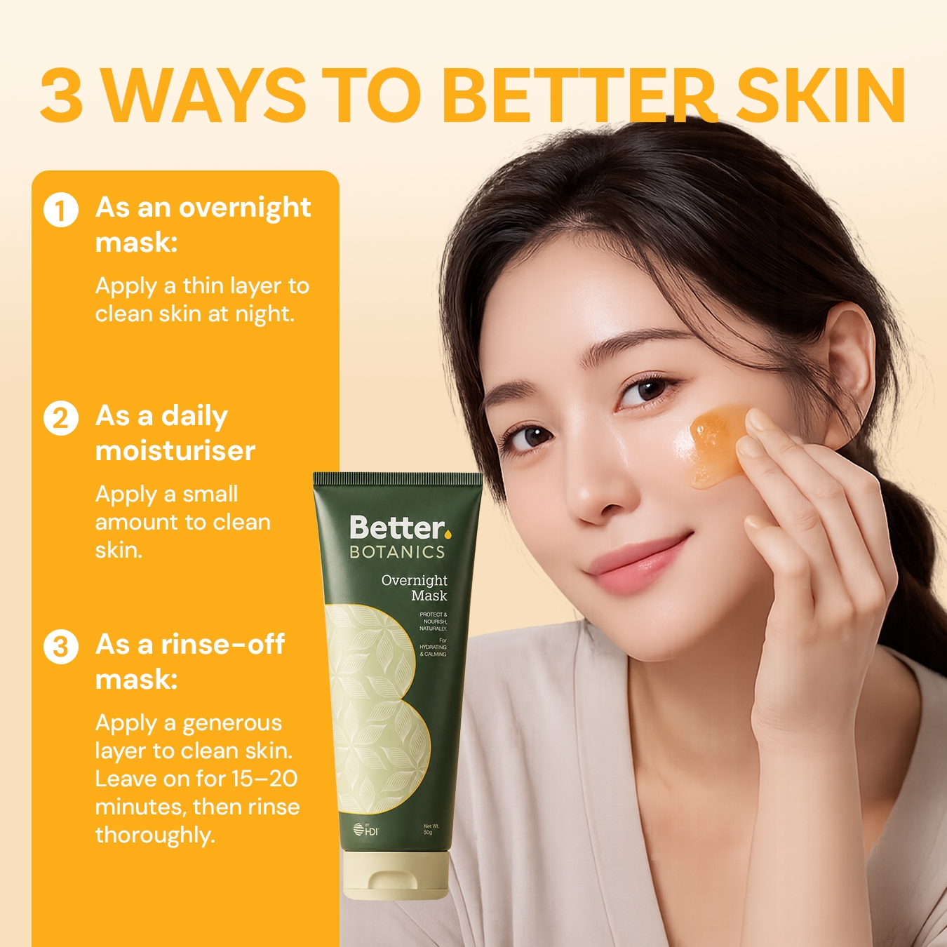 Better Botanics™ Overnight Mask - Keeps Skin Smooth & Hydrated Naturally (50g)