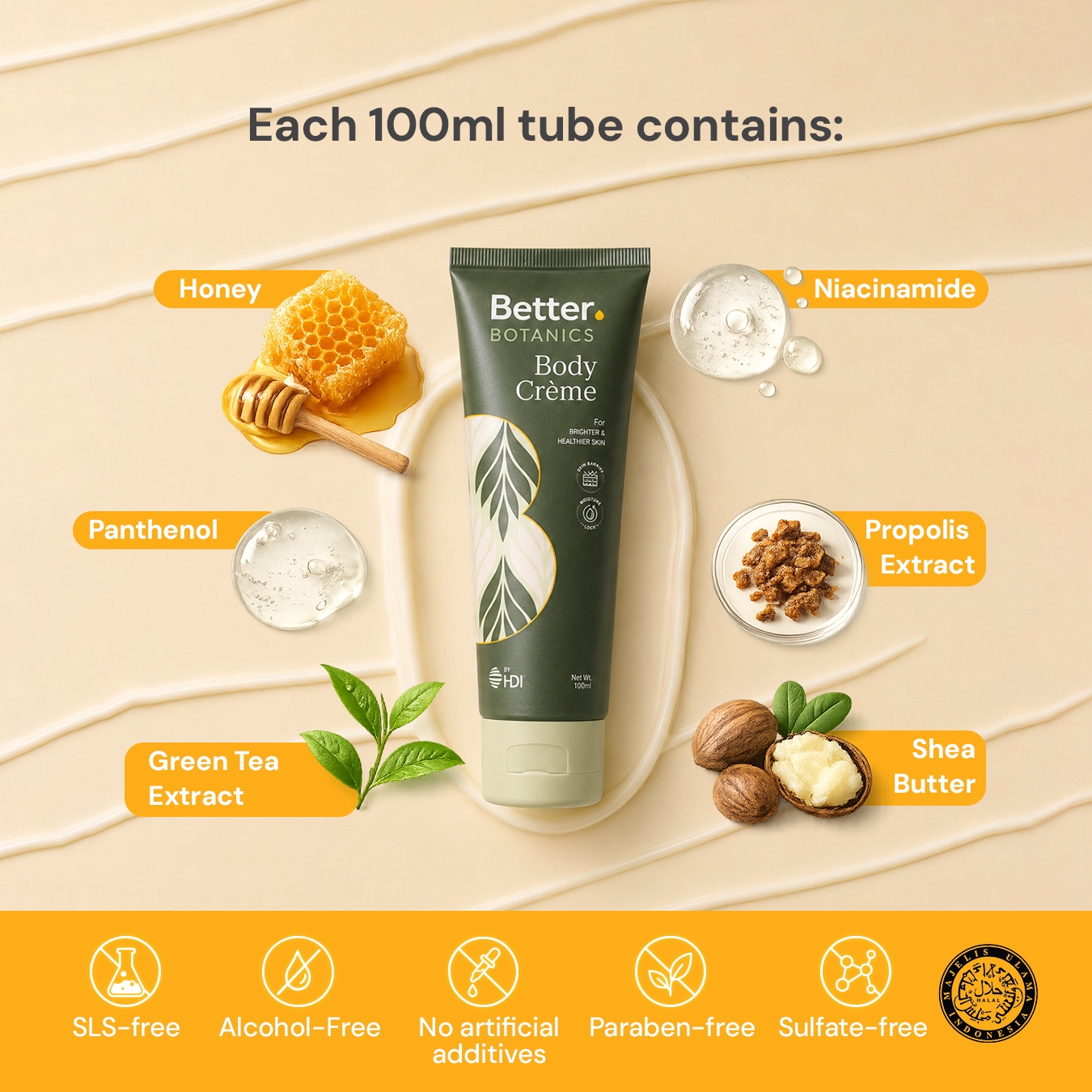 Better Botanics™ Body Crème - Infused with Propoelix, Honey and 7 Botanical extracts - Better than Lotion - 100ml