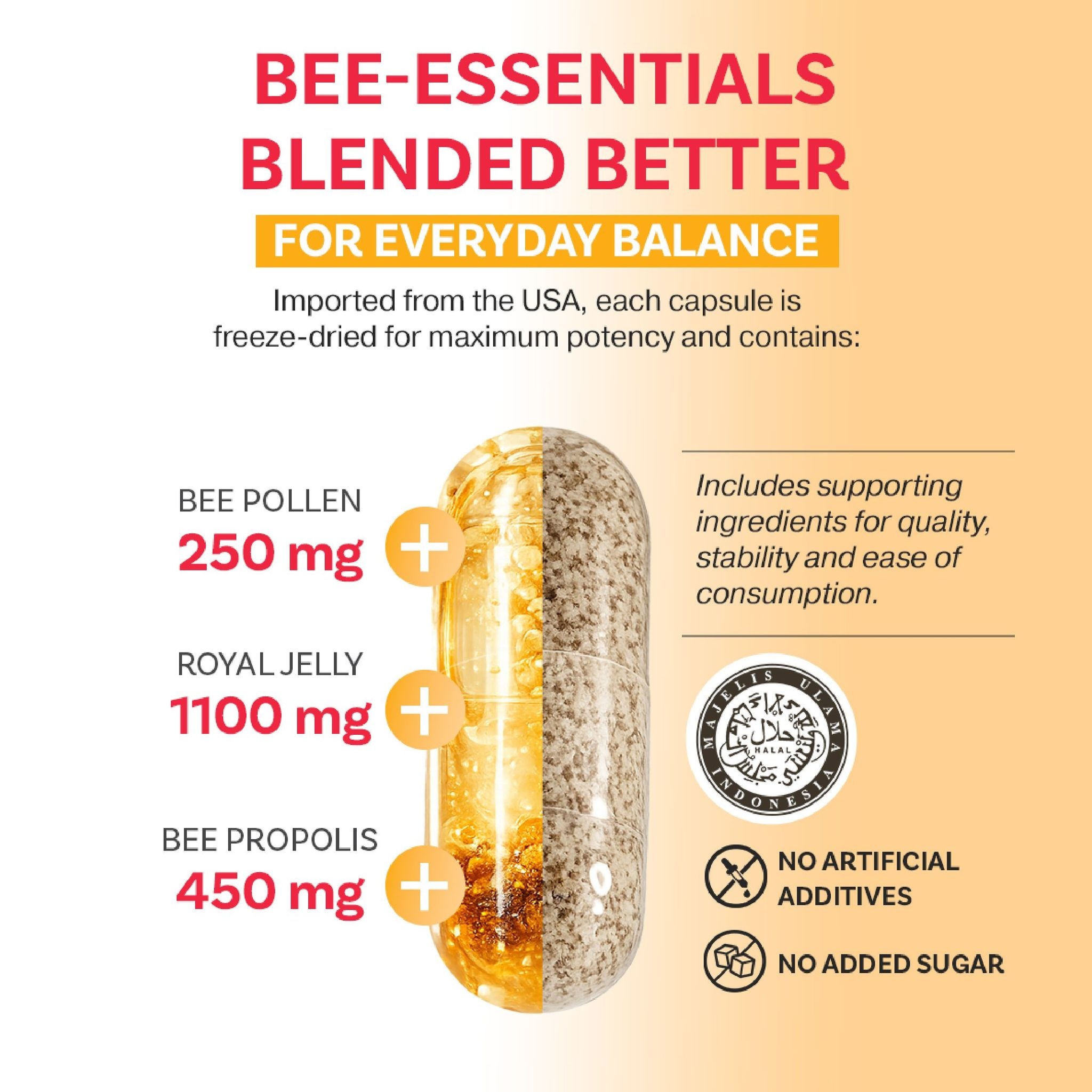 HDI Origins™ Dynamic 3 - 3-in-1 Bee Superfood - Support Immunity, Energy & Vitality - Immuniti & Tenaga - 60 Capsules