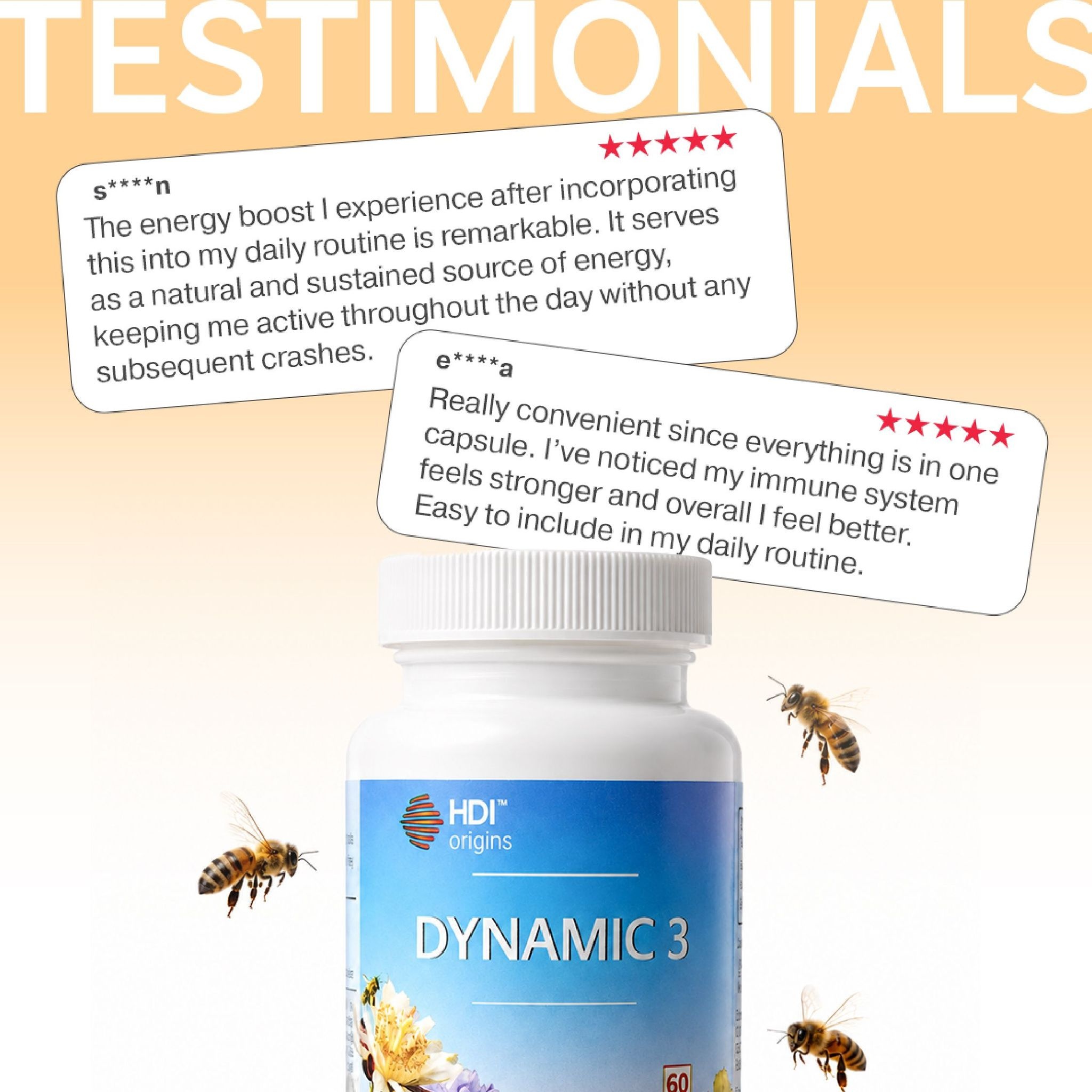 HDI Origins™ Dynamic 3 - 3-in-1 Bee Superfood - Support Immunity, Energy & Vitality - Immuniti & Tenaga - 60 Capsules
