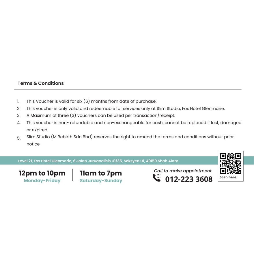 SLIM STUDIO RM200 CASH VOUCHER