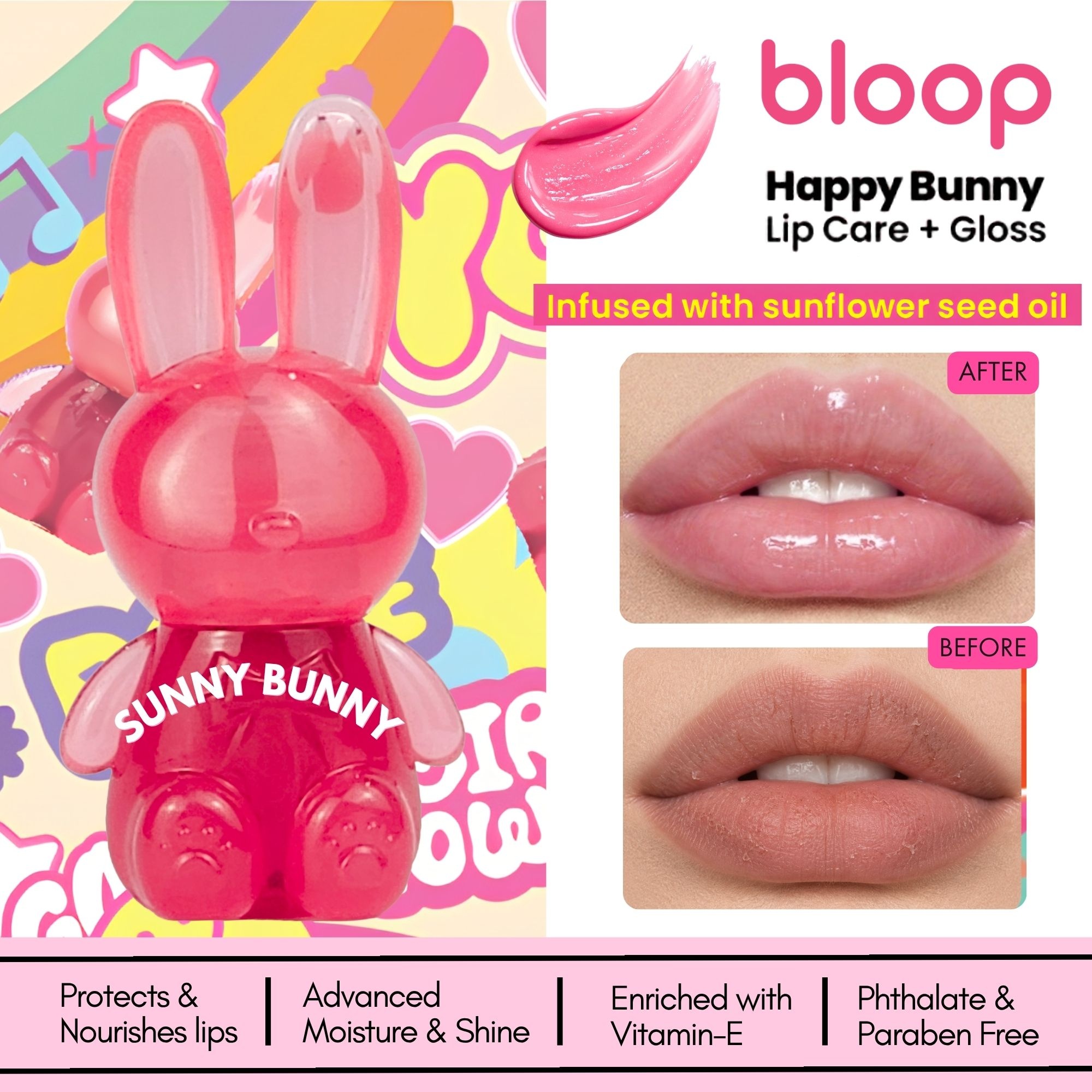 Bloop Happy Bunny Lip Care + Gloss Sunny