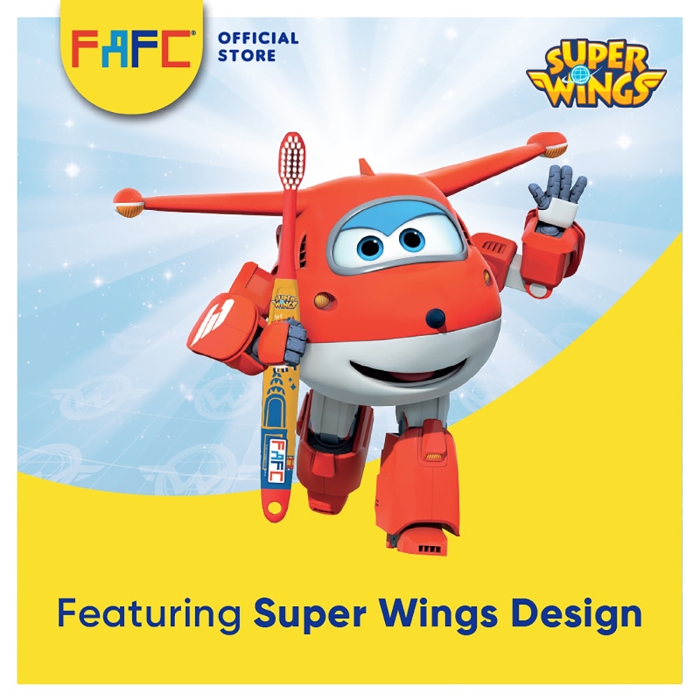 (FAFC SuperWings Sleeve Kids Toothbrush Blue)