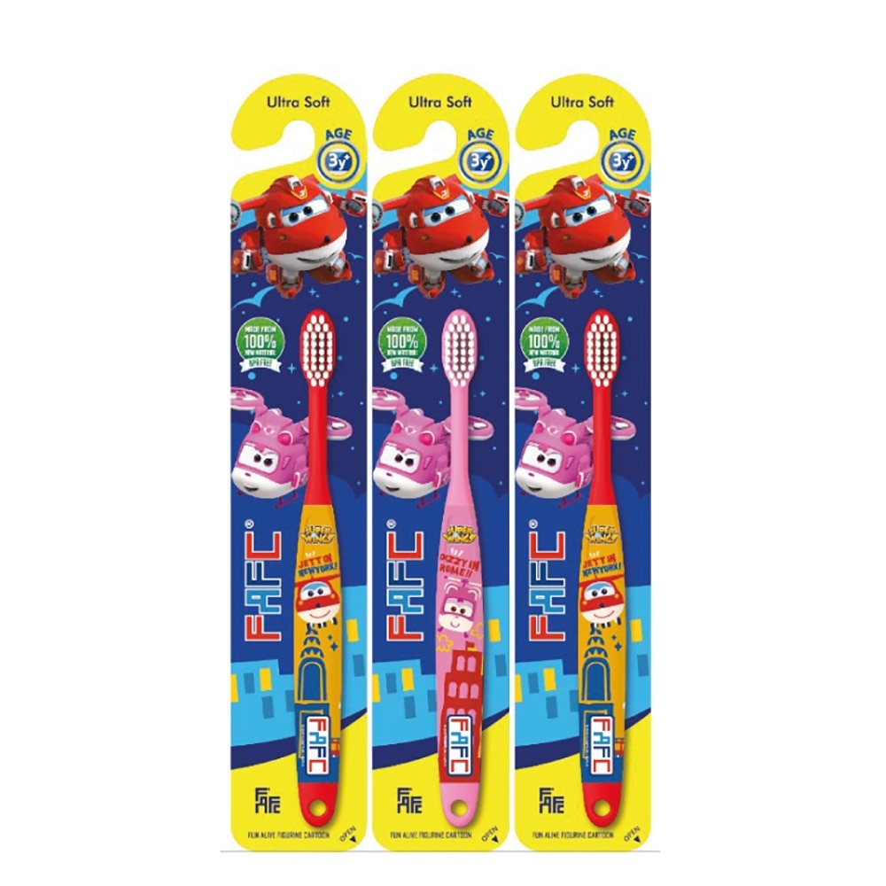 FAFC SuperWings Sleeve Kids Toothbrush Age 3+ Buy 2 Free 1(Colour Random)Extra Soft Gum care