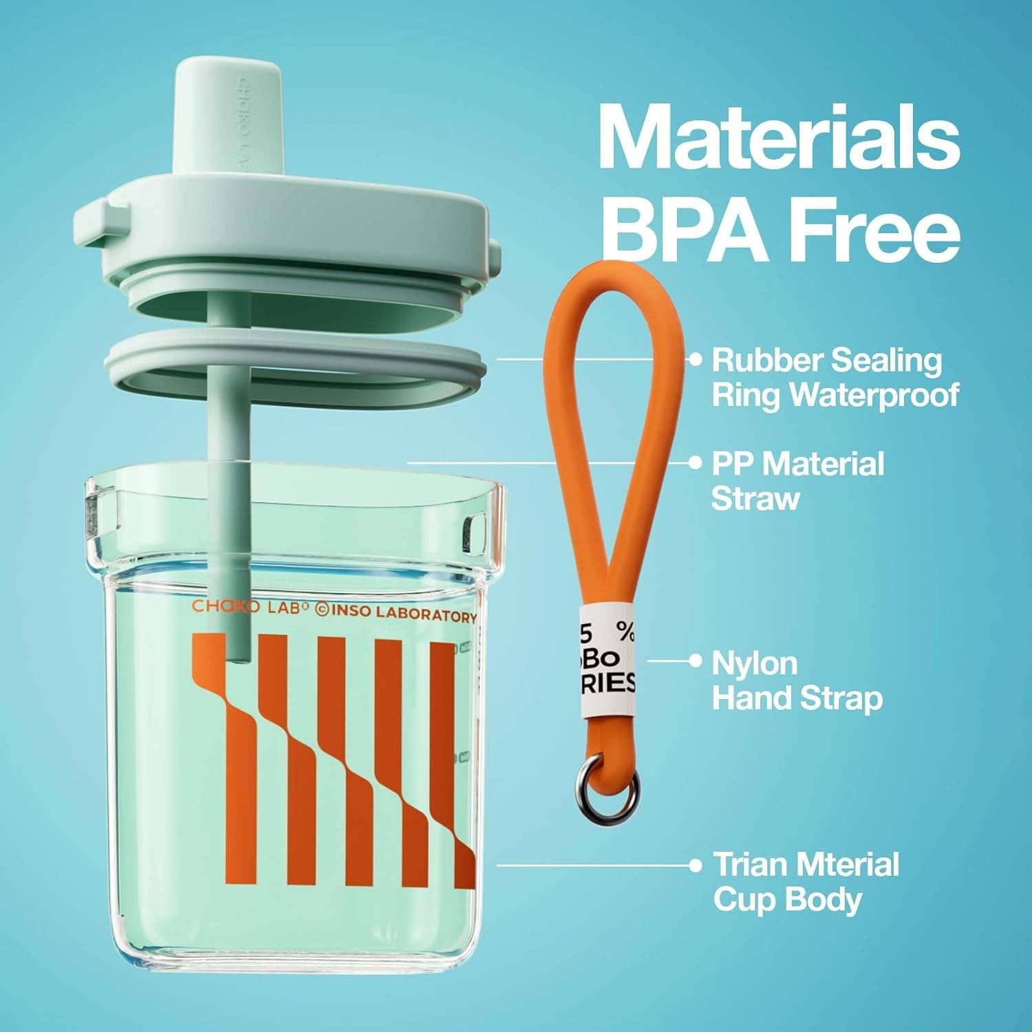 Chako Lab Bobo Square Cup (Tritan) - Mint Green
