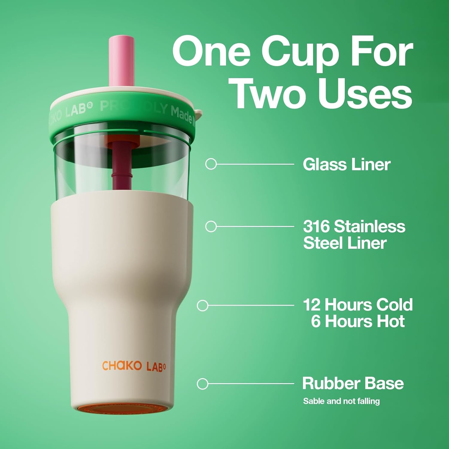 Chako Lab Pang Pang Cup Double Layer (SUS316) - White Green