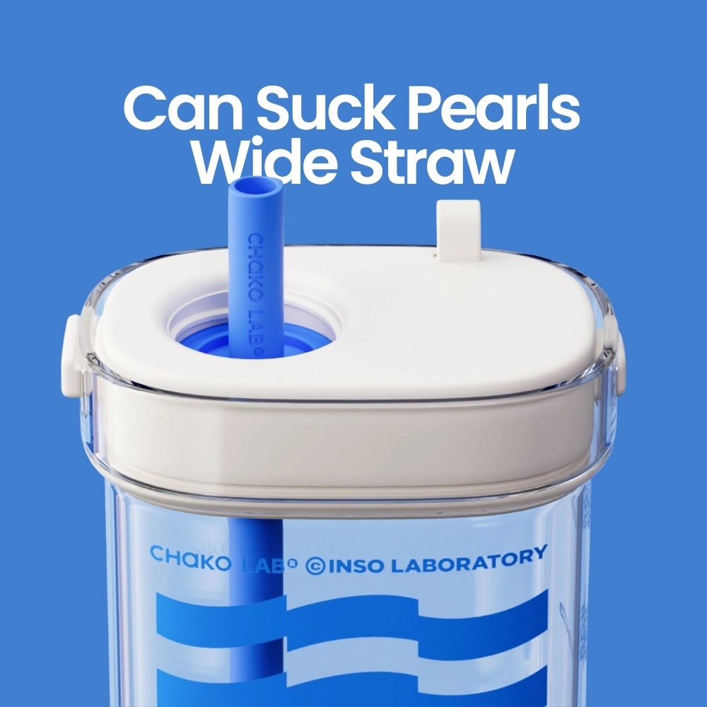 Chako Lab Bobo Square Cup (Tritan) - White Blue