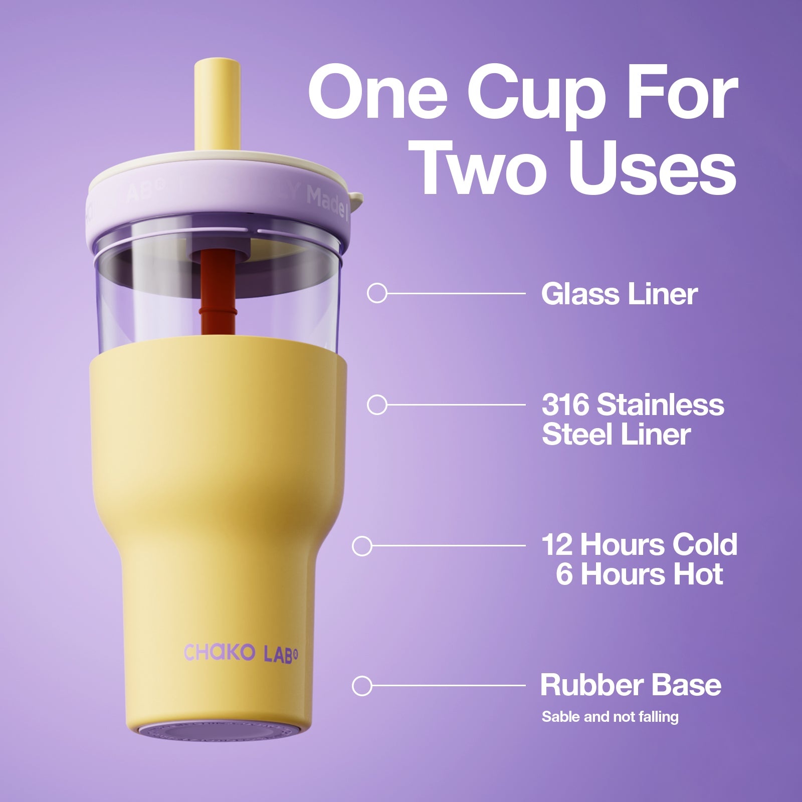 Chako Lab Pang Pang Cup Double Layer (SUS316) Yellow Purple image