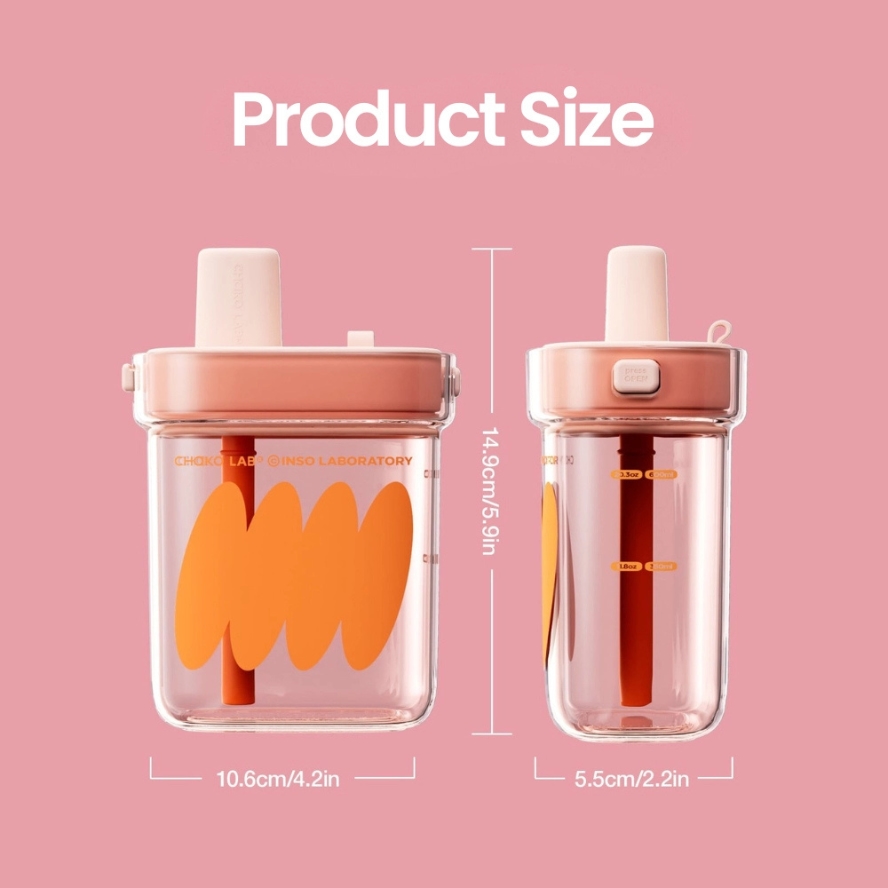 Chako Lab Bobo Square Cup (Tritan) - Pink Orange