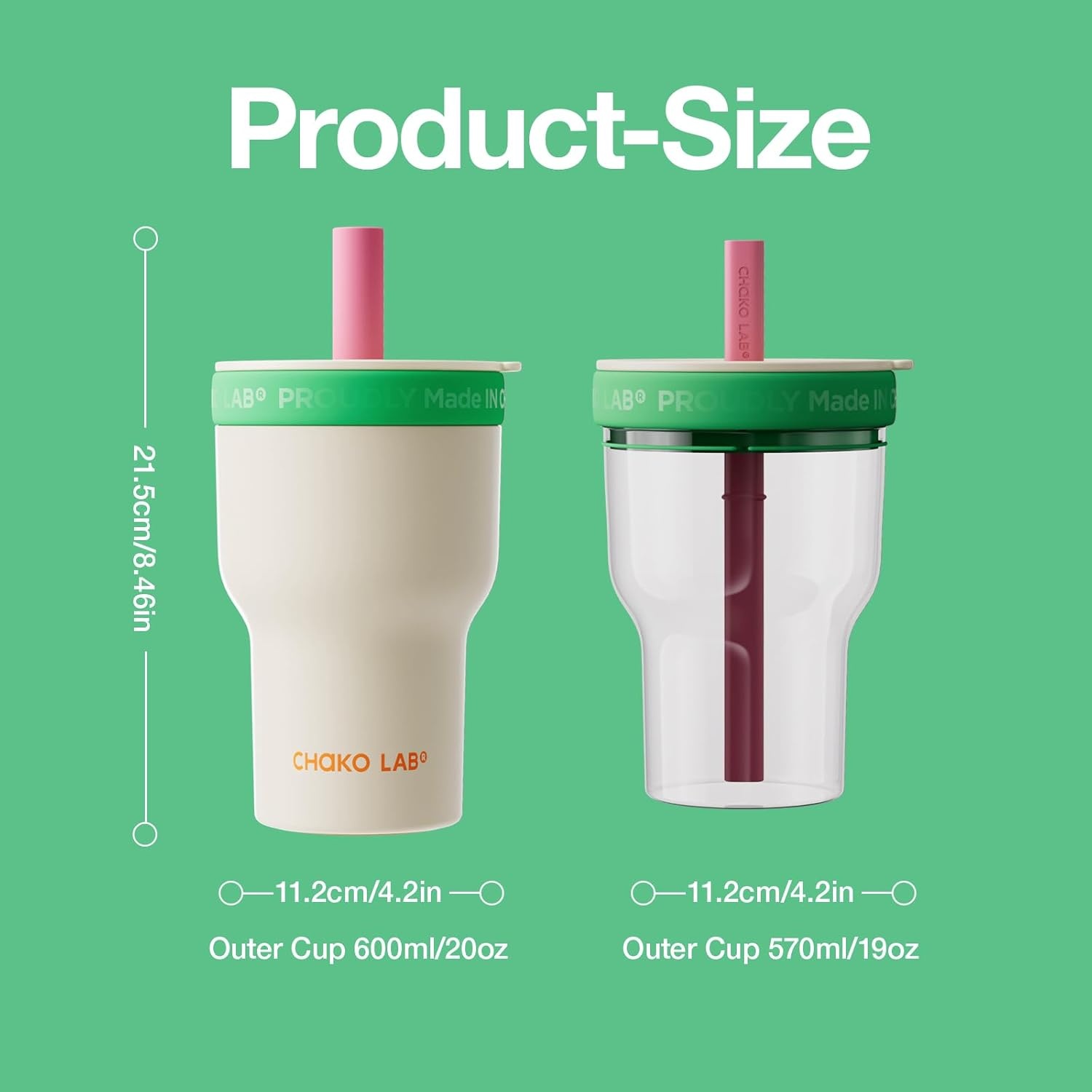 Chako Lab Pang Pang Cup Double Layer (SUS316) - White Green