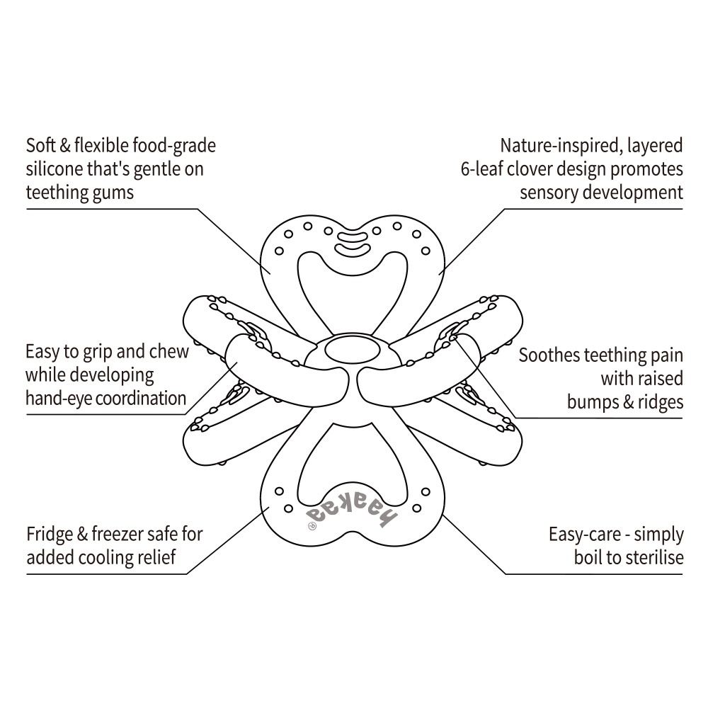 Haakaa Silicone Clover Teether - Oat