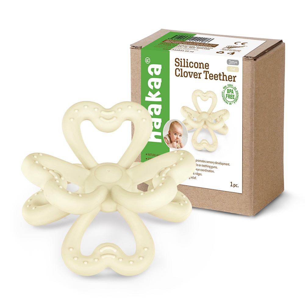 Haakaa Silicone Clover Teether - Oat