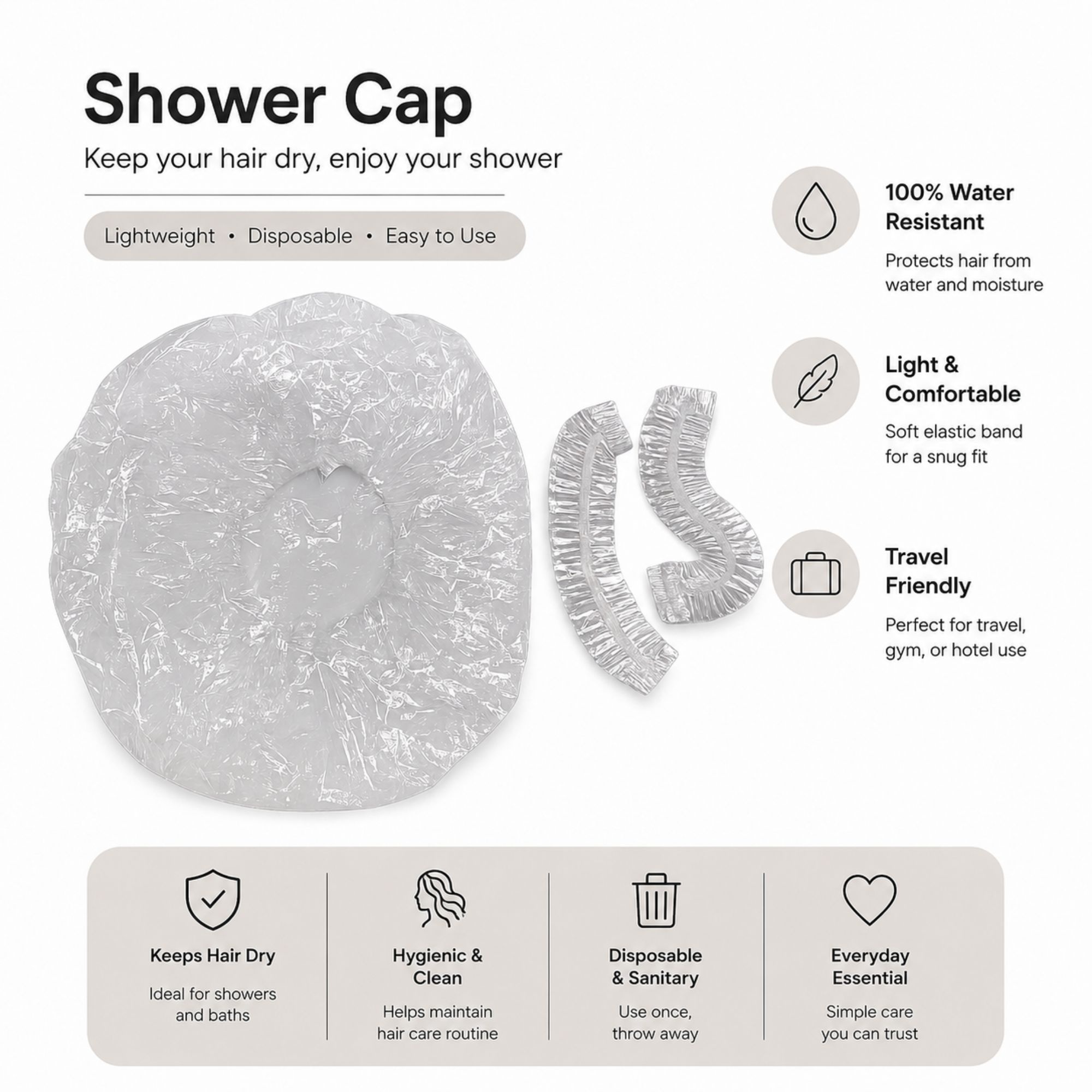 #0004 DISPOSABLE SHOWER CAP 10PCS