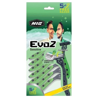 NIC Evo2 Razor Shaver Twins Blade Lubricate Strip Sharp Disposable Razor For Men 5+2 Pcs