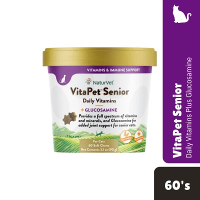 NATURVET Vitapet Senior Daily Vitamin Plus Glucosamine for Cats 60's