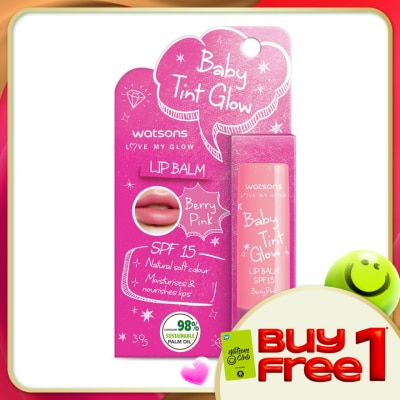 WATSONS - Baby Tint Glow Lip Balm SPF15 Berry Pink 3.9G