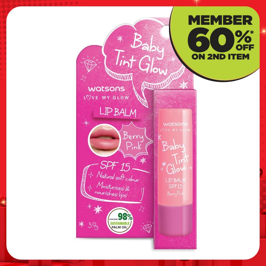 Baby Tint Glow Lip Balm SPF15 Berry Pink 3.9G