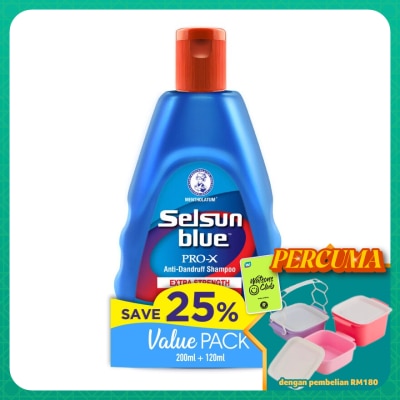 SELSUN BLUE - PRO-X Anti-Dandruff Shampoo Extra Strength Value Pack 200ml+120ml