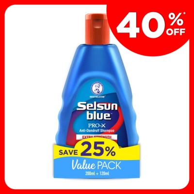 SELSUN BLUE PRO-X Anti-Dandruff Shampoo Extra Strength Value Pack 200ml+120ml
