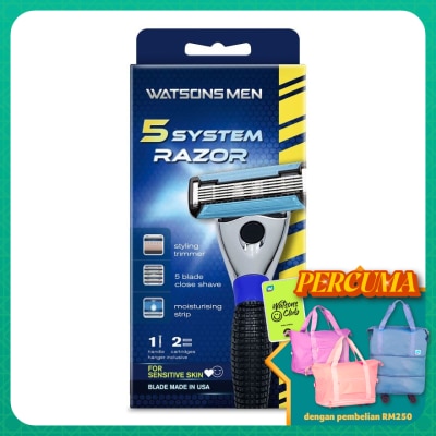 WATSONS MEN Men 5-Blade System Razor (1 Handle + 2 Cartridges)