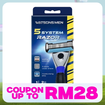 WATSONS MEN Men 5-Blade System Razor (1 Handle + 2 Cartridges)