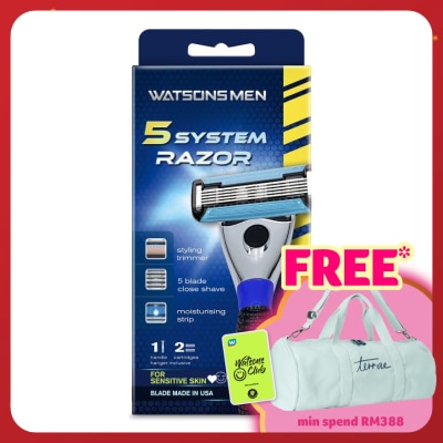 WATSONS MEN Men 5-Blade System Razor (1 Handle + 2 Cartridges)