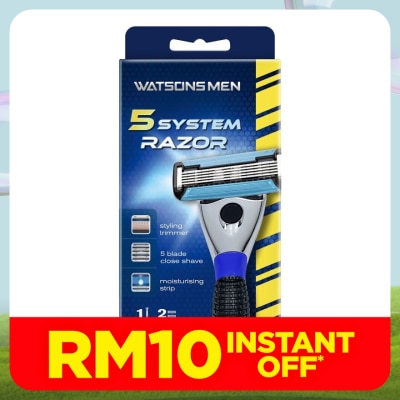 WATSONS MEN Men 5-Blade System Razor (1 Handle + 2 Cartridges)