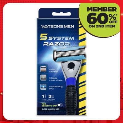 WATSONS MEN Men 5-Blade System Razor (1 Handle + 2 Cartridges)